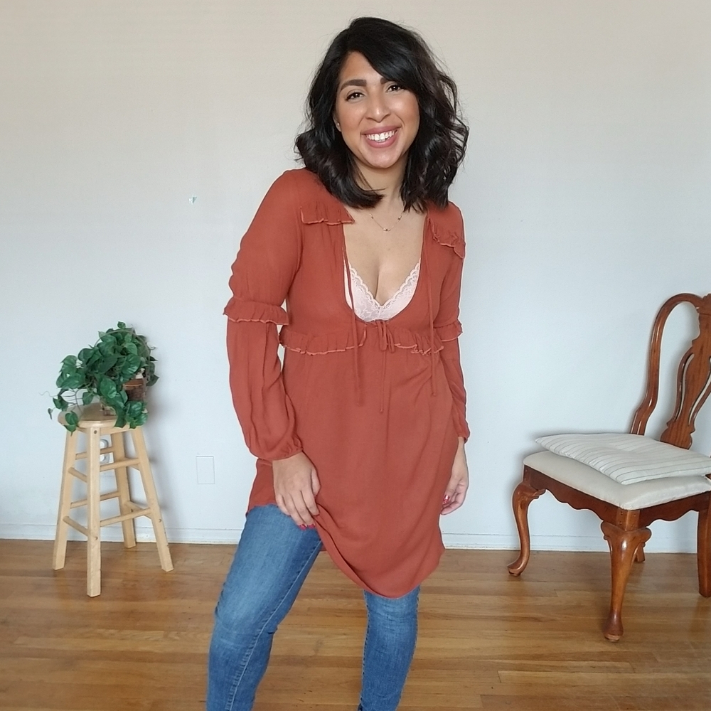 ✨️LAST ONE ✨️WALK THE WALK RUST ORANGE TUNIC DRESS - Picture 2 of 6
